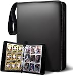 Classeur de cartes à collectionner avec 9 poches, 50 pochettes détachables, 900 cartes, classeur zippé avec clip d'affichage pour garçons et filles, cadeaux de cartes à collectionner, extensible (noir (9 poches))