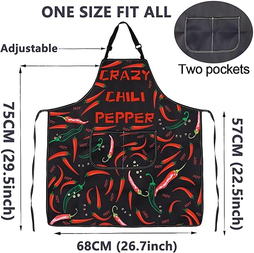 Miniatura 2 de CMNIM Delantales de chili Chili Chef Delantal Chile Cocina, Jardinería Delantales con Bolsillos Chili Peppers Regalos para Amantes