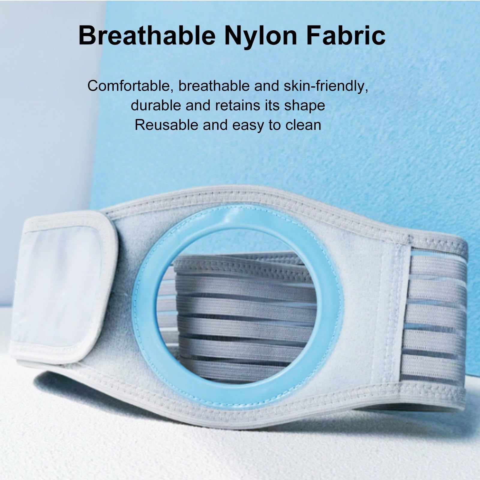 Cintura per Stomia Unisex, Fascia Ernia Ombelicale con Apertura di 8 Cm, Tessuto in Nylon Traspirante, Disponibile in Tutte le Stagioni per il Periodo Postoperatorio(S)