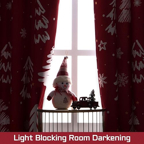 Miniatura 3 de Alishomtll Cortinas opacas de Navidad para dormitorio de 63 pulgadas de largo, juego de 2 paneles de cortinas de Navidad para sala de estar con