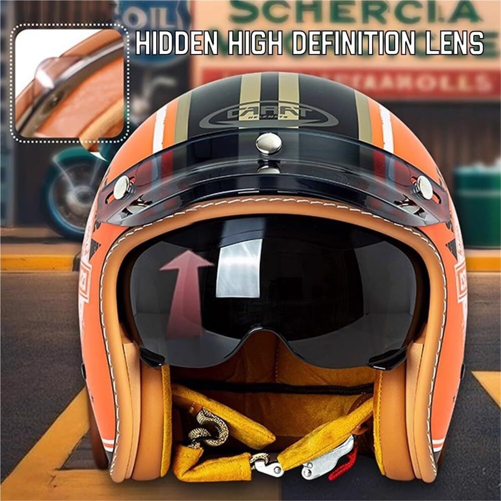 Kask motocyklowy z otwartą twarzą Vintage 3/4 Jet Half Helmet z osłoną przeciwsłoneczną Comfort Lining ECEDOT Certyfikacja Crash Helmet Scooter Cycle Bike Chopper Kask dla dorosłych mężczyzn i k