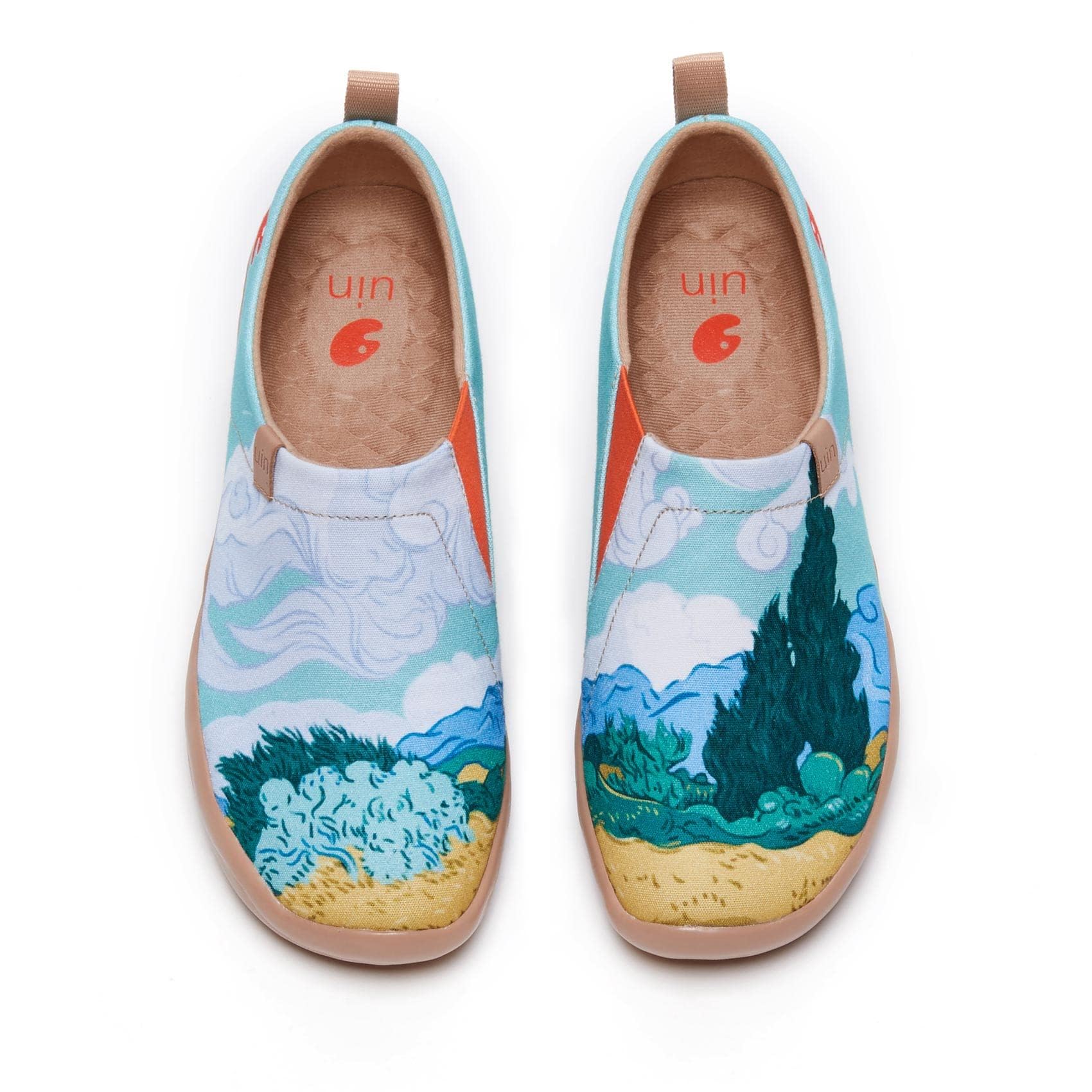 UIN Damen Slip Ons Schuhe Kunst Gemalt Loafer Lässige Wanderschuhe Leichtgewicht Bequeme kunstbemalte Reiseschuhe Toledo 1