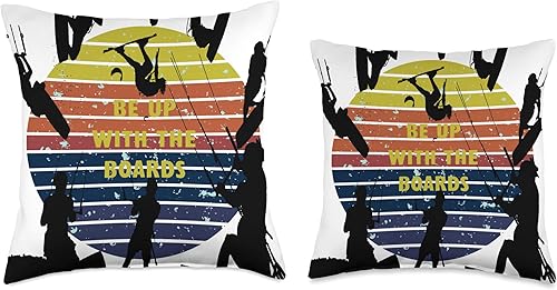 Miniatura 3 de Kitesurf Gifts and Surf Lover Tees by taiche Kitesurfers Be Up with The Boards Retro Style 2 - Almohada de 18 x 18 pulgadas, multicolor