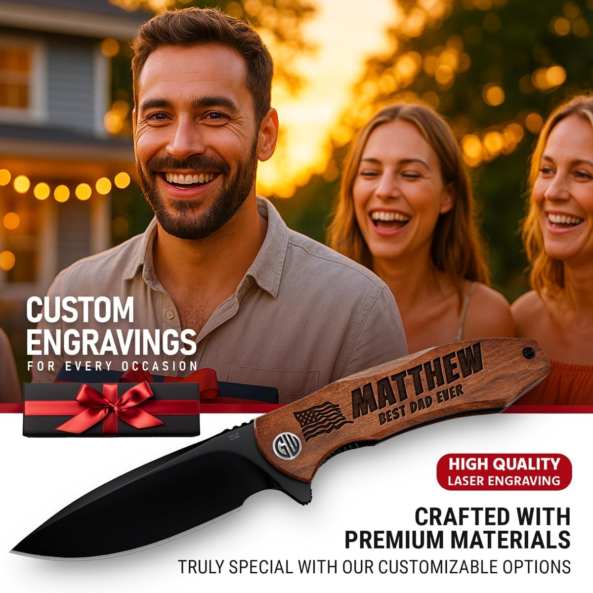 Custom Knife - Personalized Gifts for Men and Women - Engraved Gifts for Men Husband Boyfriend Wife Girlfriend - Customized Pocket Knives for Birthday, Anniversary - Best Unique Present 6700 PS