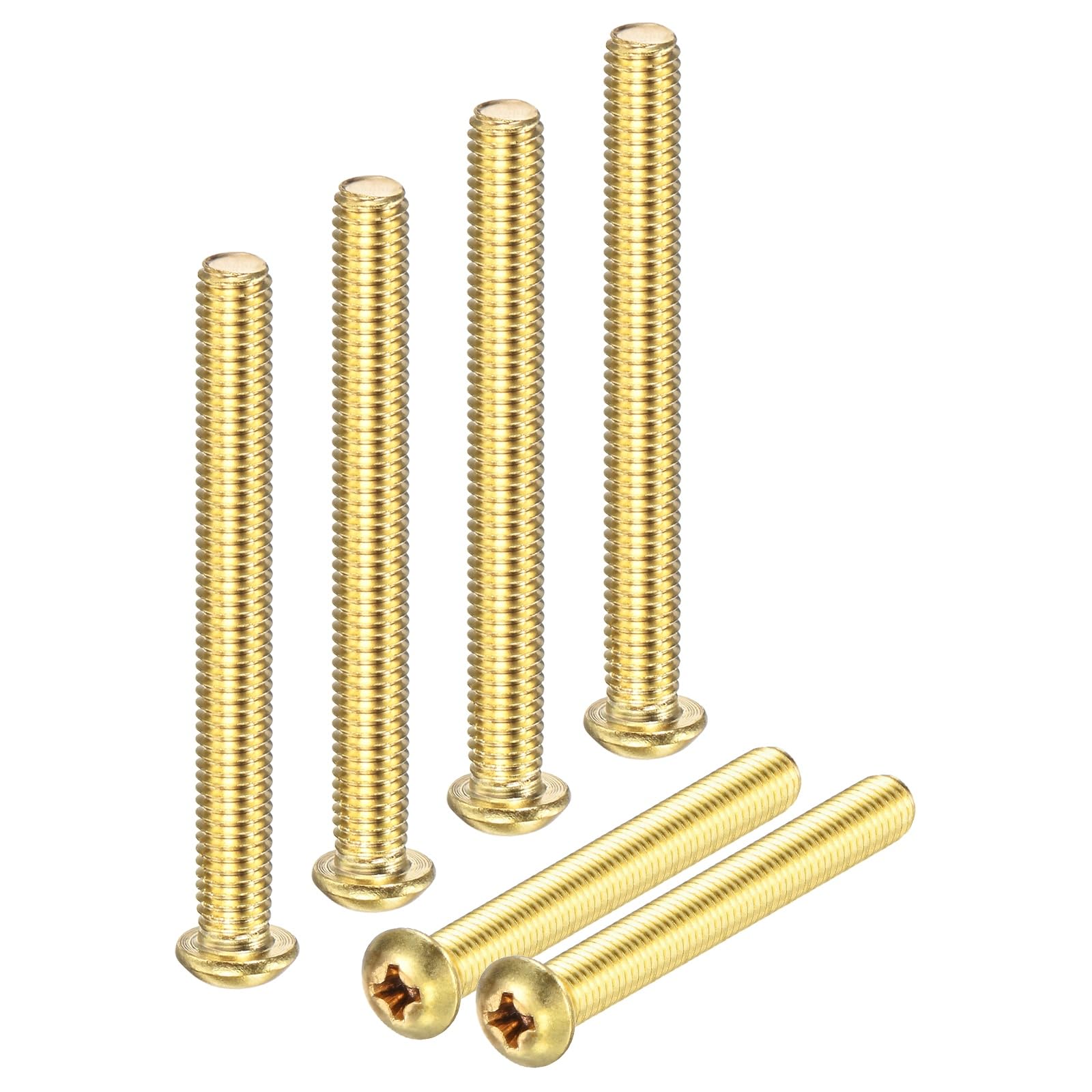 M METERXITY 12-Pack M5x45mm Pan Head Machine Screws Brass Phillips Drive Pan Head Screw Cross Head Fully Threaded Bolts for Electronics/Furniture Brass