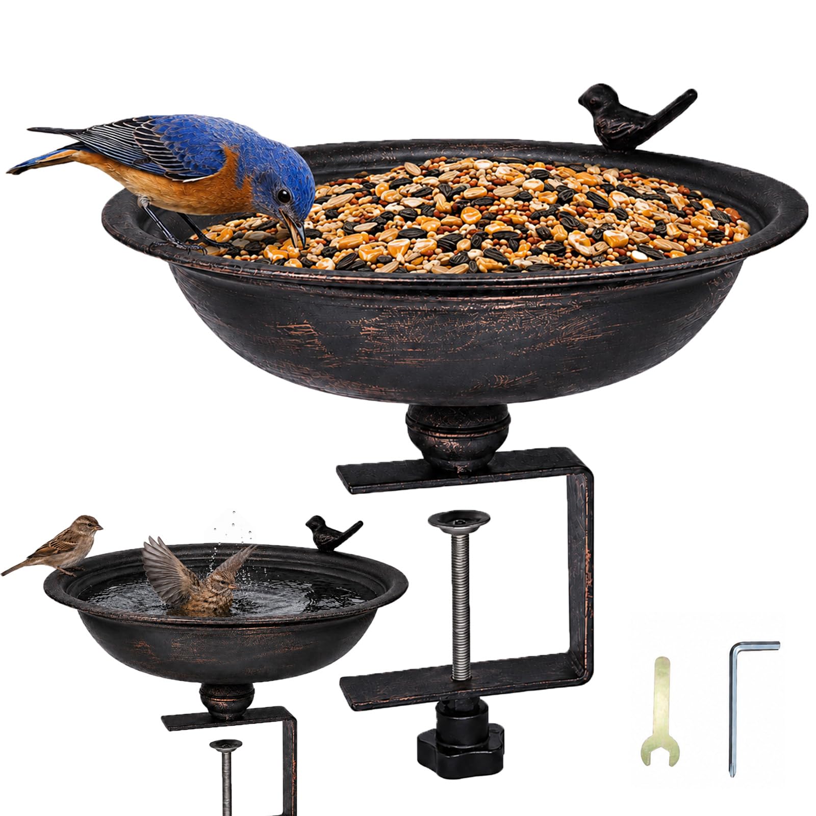 Hongshifu Deck Mounted Bird Bath Feeder
