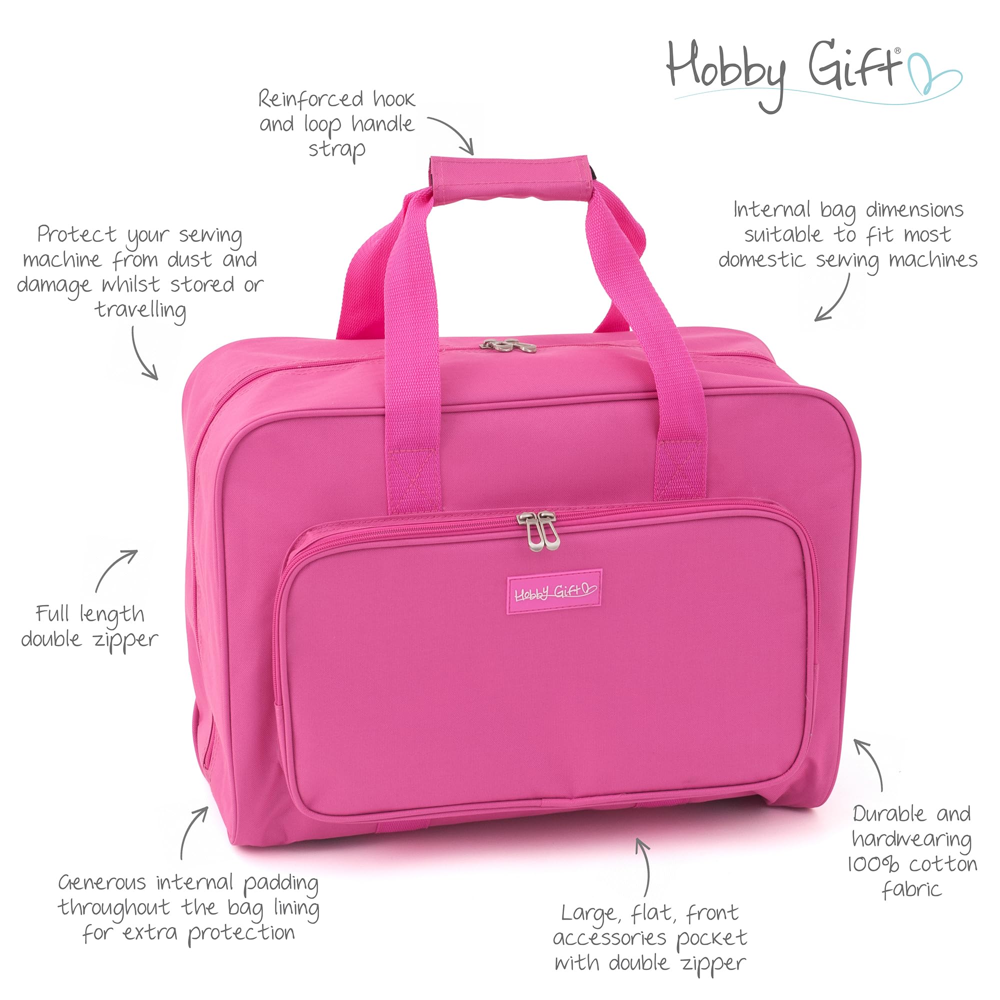 Hobby Gift Esclusiva Borsa per Macchina da Cucire, Borsa da Trasporto Imbottita in PVC, Portaoggetti Extra, 20 x 43 x 37 cm