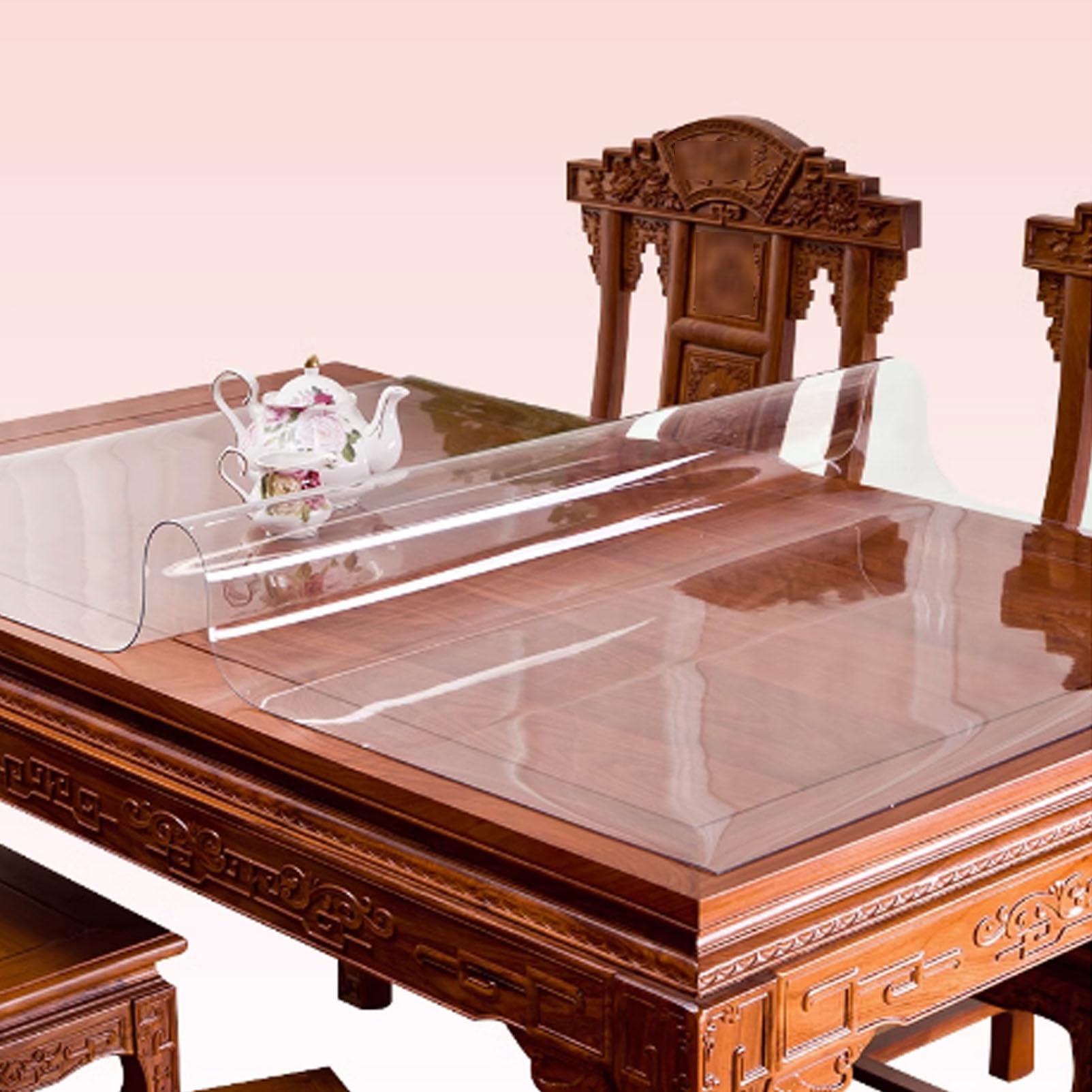 Tappetino Protettivo Per Tavolo In PVC Trasparente 101x182 Cm, Spesso 1,5 Mm, Impermeabile E Tagliabile Su Misura - 4