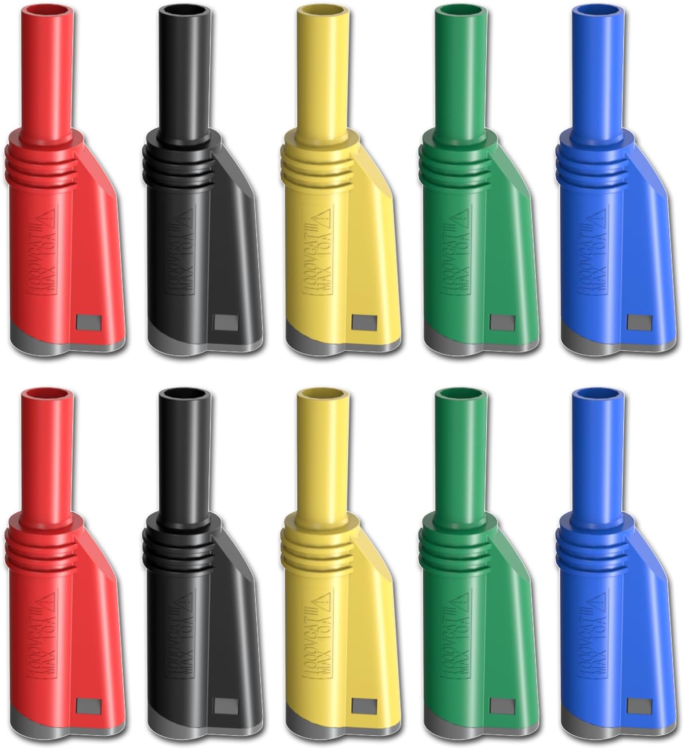 Goupchn 4mm Stackable Shrouded Banana Plugs Safety Fully Insulated Solderless Screw Fixation DIY Connectors 5 Colors