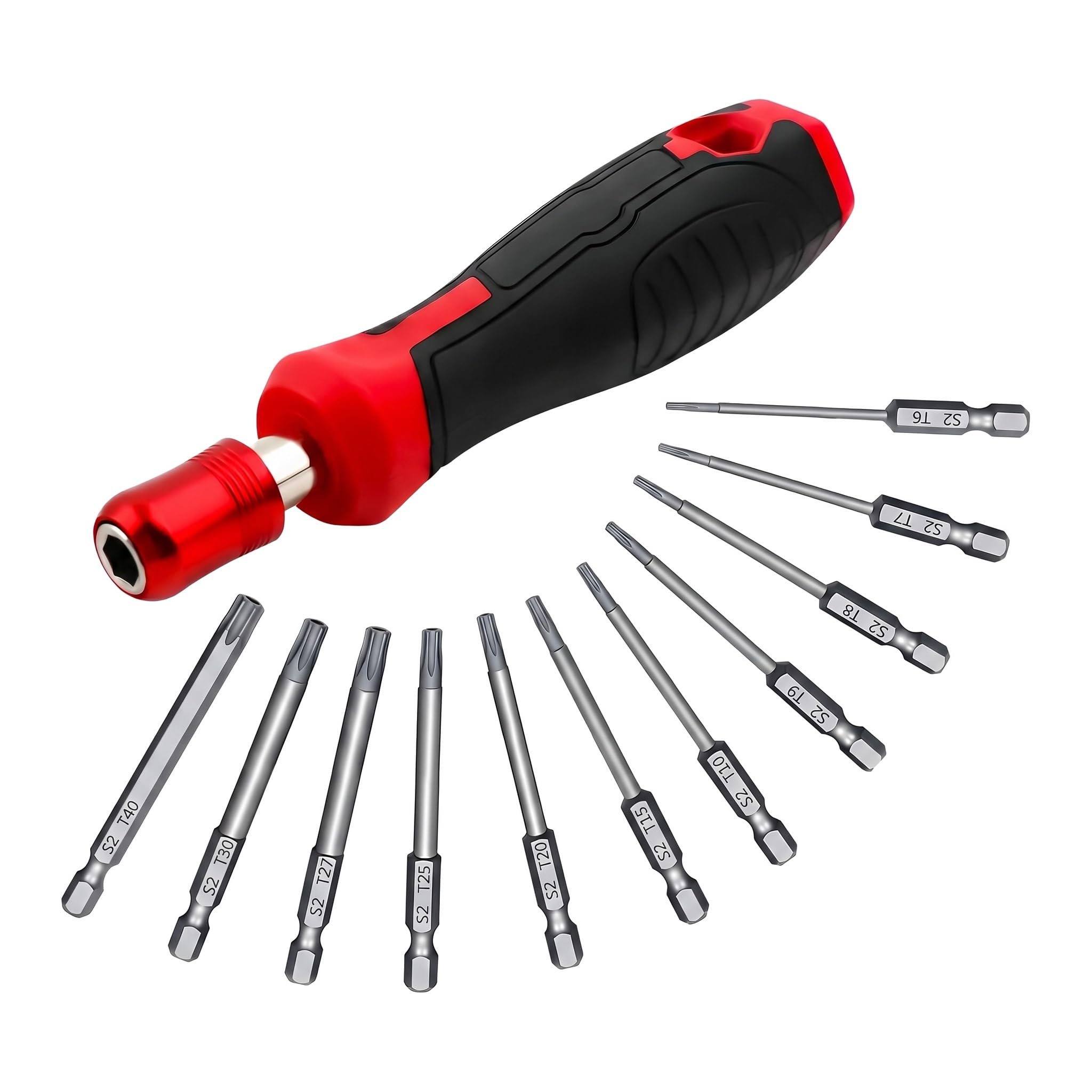 12 Pcs Torx Head Screwdriver Bit Set, 75mm S2 Steel Magnetic Torx Bit