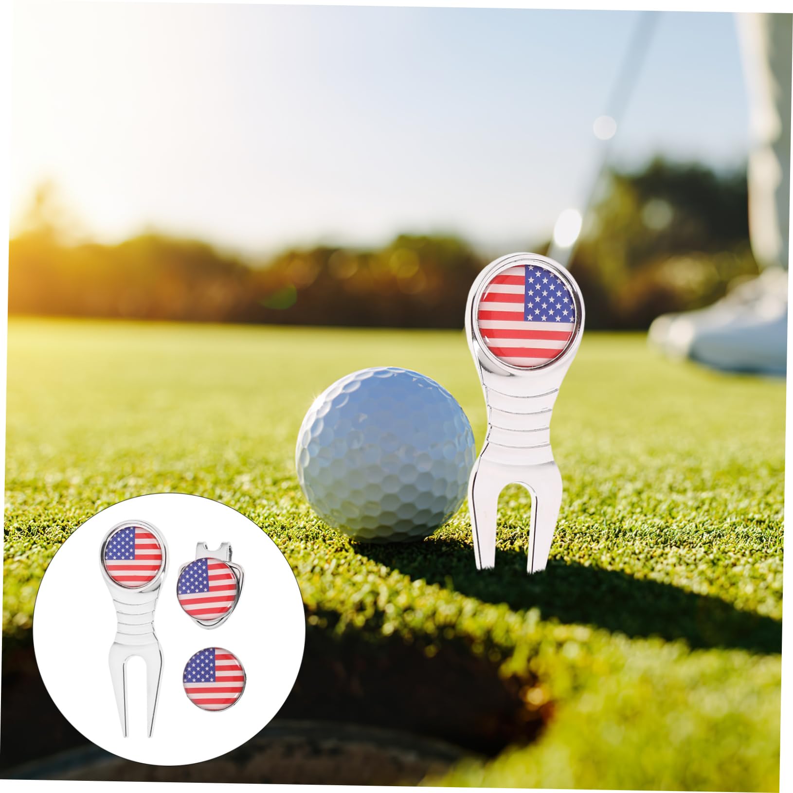 Toyvian Hochwertiges Teiliges Set Tragbarer Golf Divot Tool mit Ballmarker Zubehör für Golfer für Pflege Golfplatzes und Einfach zu Transportieren