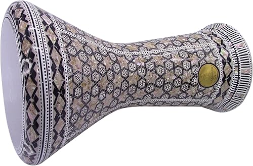 Miniatura 64 de El impresionante Darbuka Doumbek Gawharet El Fan metálico de 17.75 pulgadas (negro metálico)
