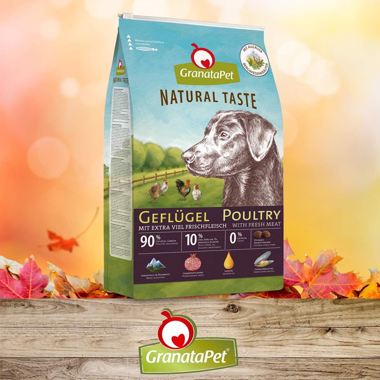 GranataPet Natural Taste sucha karma dla psów, karma dla psów bez zbóż i bez dodatków cukru, pełnoporcjowa karma dla dorosłych psów, 12 kg