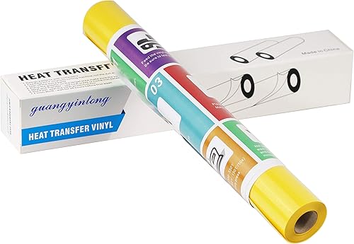 Miniatura 7 de guangyintong Rollo de vinilo de transferencia de calor para camisetas, vinilo HTV de 12 pulgadas x 12 pies, superficie mate (amarillo A3)