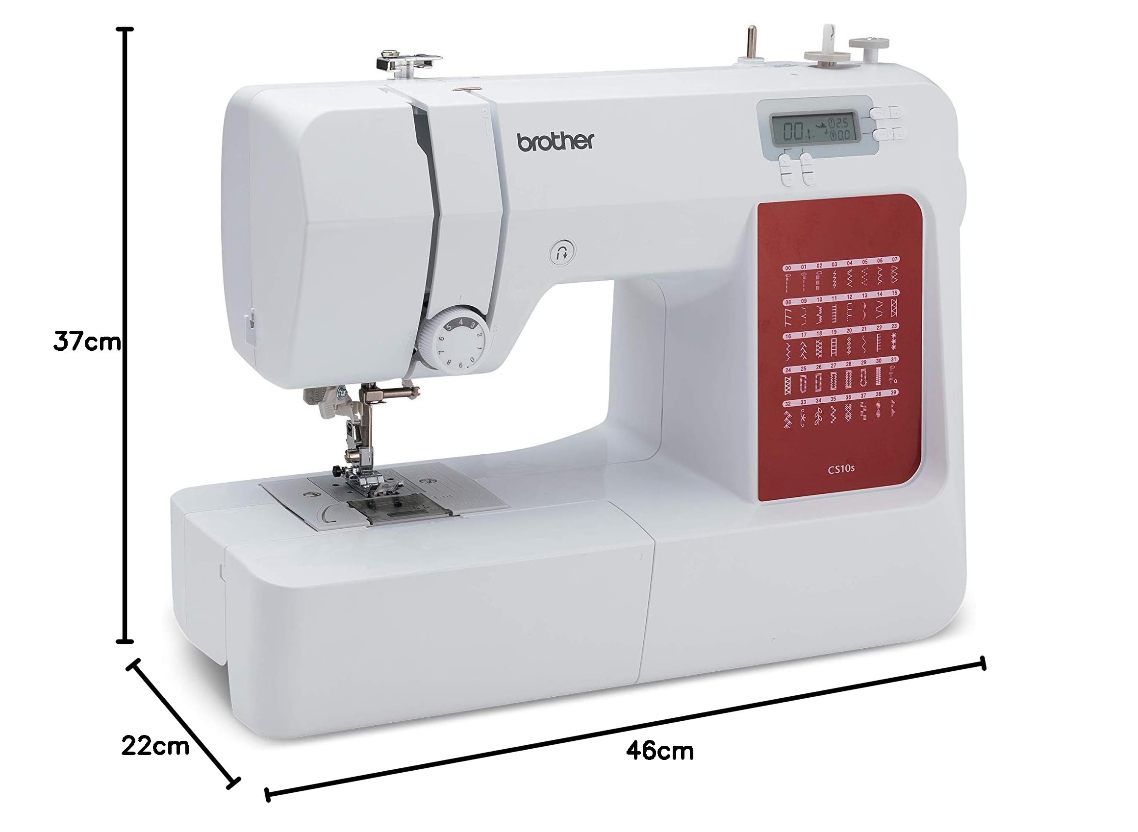 Brother CS10s Classic (40 Stiche) - Computer-Nähmaschine, Weiß, Rot