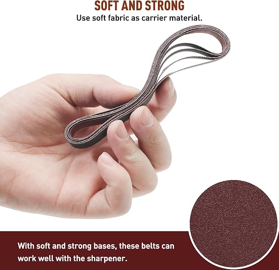 45 Pcs 1/2 x 12 Replacement Sharpening Belt Kit for Official Work Sharp Knife & Tool Sharpener (WSKTS & WSKTS-KT/Mk.1 & Mk.2) - Assorted Grits (80/120/240/400/600/800/1000/2500/5000)
