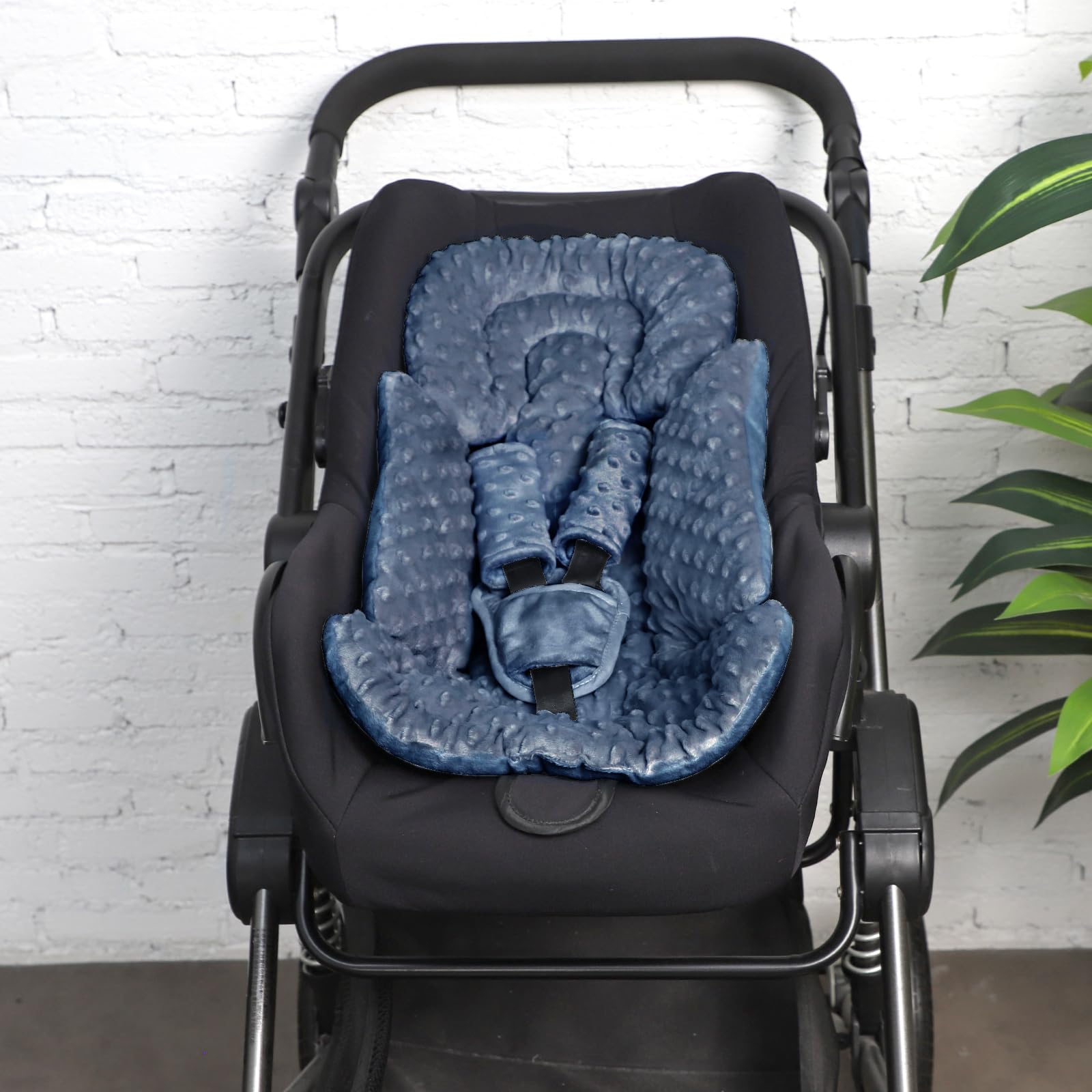 Inserto de asiento de coche para niño y niña, inserto de asiento de automóvil 3 en 1 para recién nacido con almohadillas de correa, soporte de cabeza de asiento de coche para cochecitos de