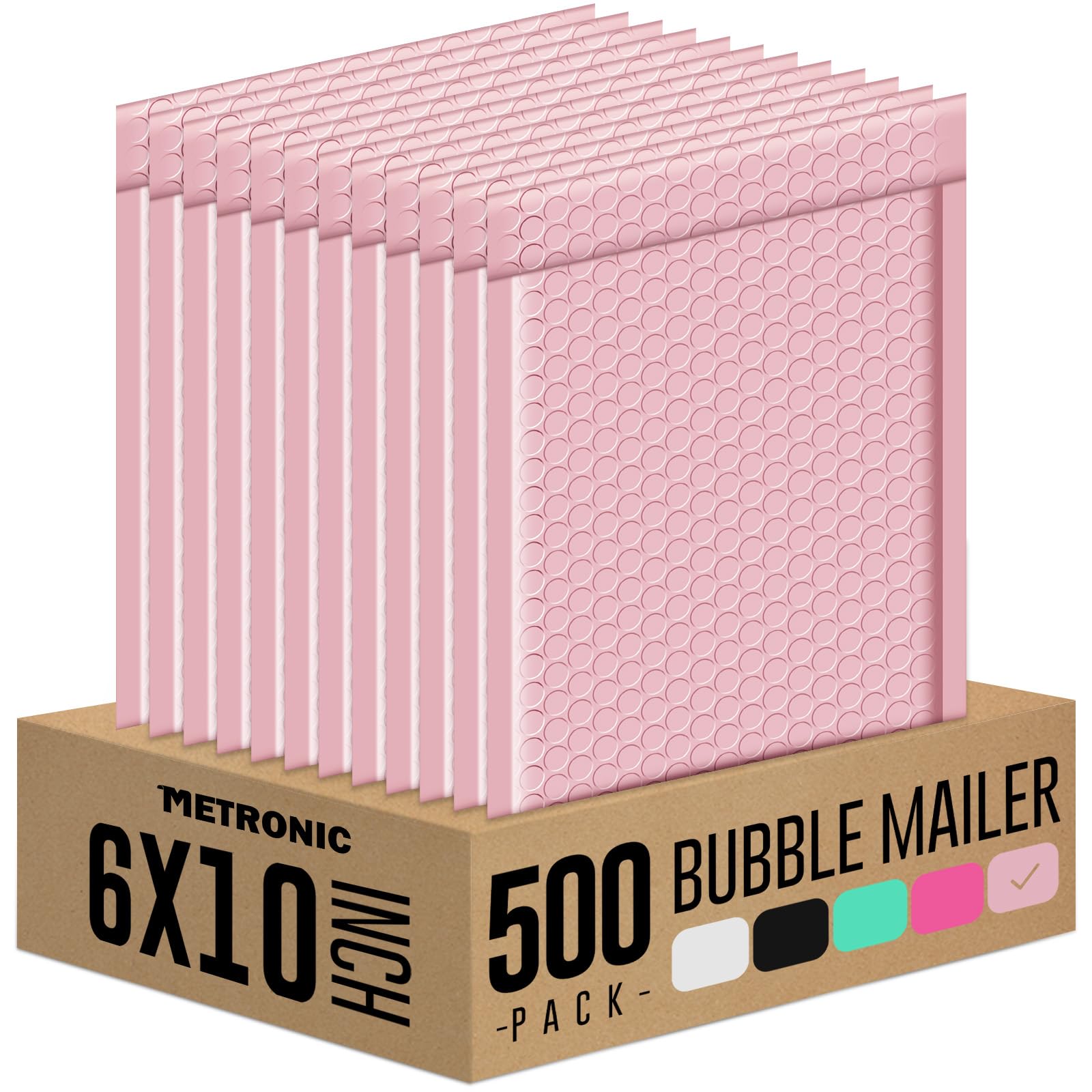 Metronic 500 Pack Bubble Mailers 6X10 Inch Light Pink Bulk Padded Envelopes