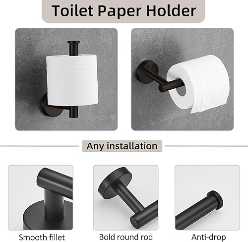 Miniatura 6 de Juego de accesorios de baño de 5 piezas, juego de toalleros de acero inoxidable SUS304, toallero de mano de 16 pulgadas, estante de papel higiénico,