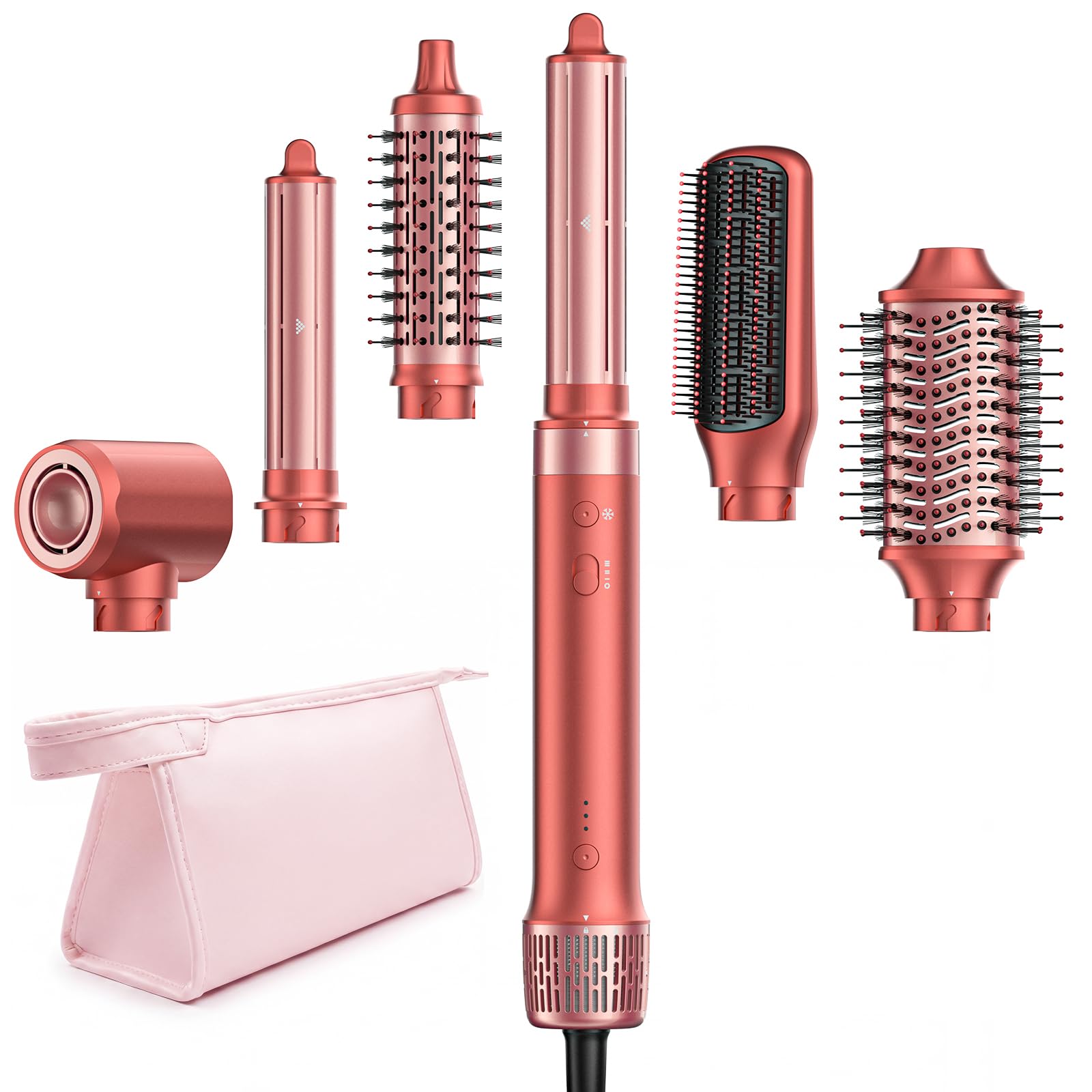 HITTIONA 6 w 1 Airstyler, automatyczna lokówka do włosów i suszarka jonowa High-Speed, szczotka z ciepłym powietrzem, szczotka do prostowania, szczotka do objętości, stylizacja włosów dla kobiet, na