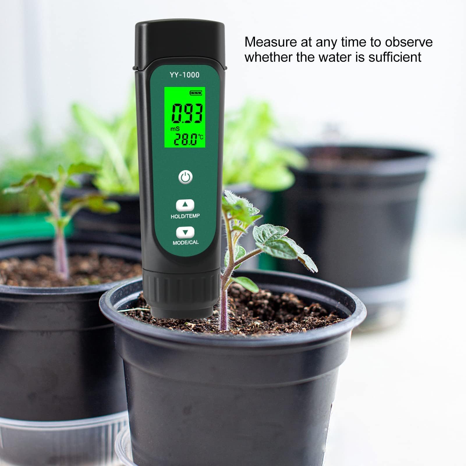 Probador Digital de Suelo 3 en 1 EC Medidor de Temperatura Y Humedad Medidor de PH del Suelo Higrómetro de Suelo Monitor de Humedad Medidor de Prueba de Suelo