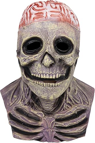 Pigmiss Máscara de calavera de cabeza completa, máscara de esqueleto aterrador, máscara de terror realista espeluznante, máscara de terror para