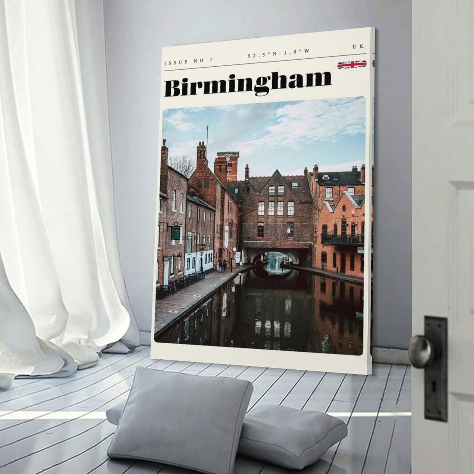 Junmoney Birmingham England Travel Art Wall Art Print, 24x36inch(60x90cm), for Study, Office Or Focused Interiors, Home Office Artwork with Decorative Appeal