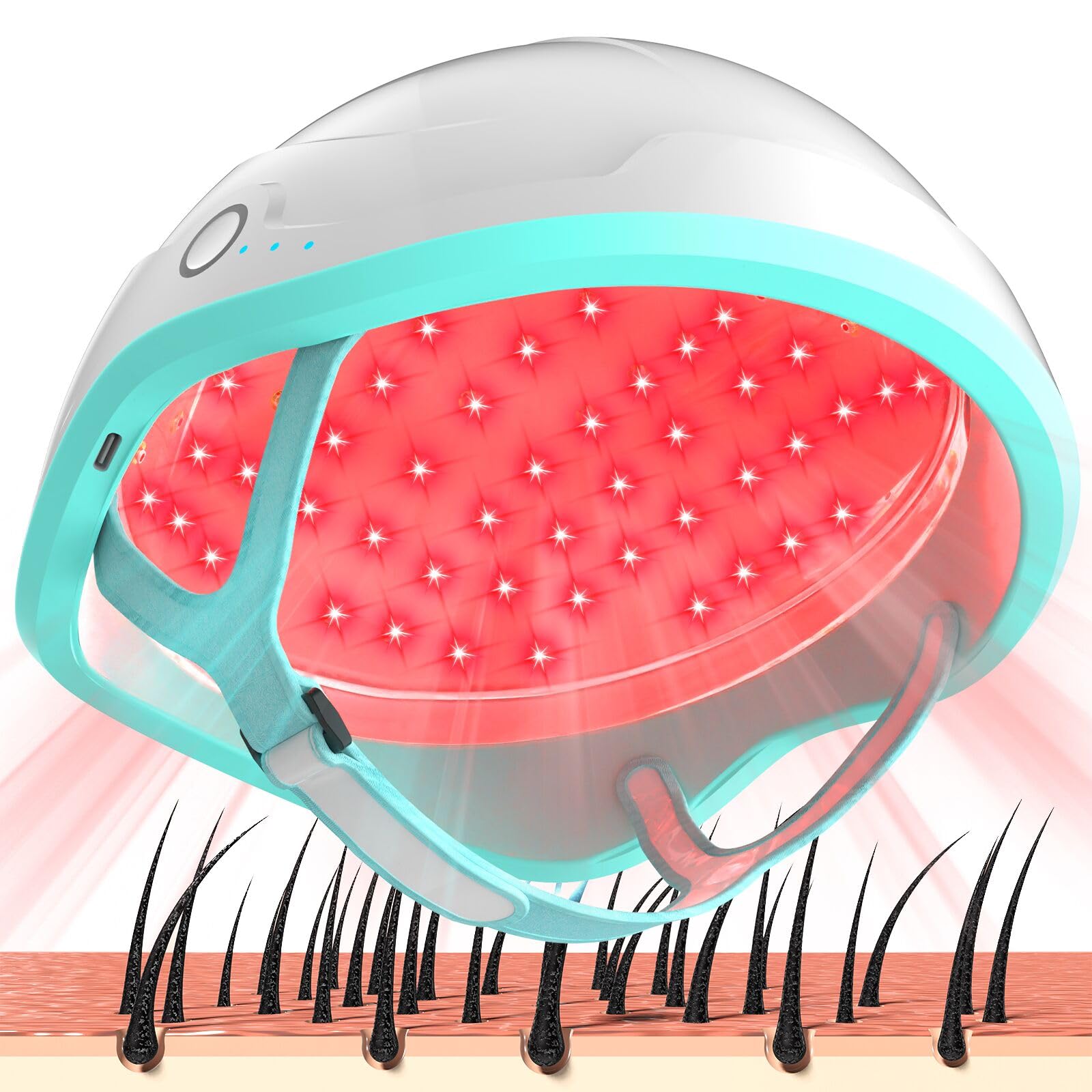 iKeener Système Croissance Cheveux Laser-Traitements Perte Cheveux Approuvés FDA pour Hommes et Femmes,Produits Croissance aux Cheveux Clairsemés,Repousse Cheveux Casque Laser,Thérapie Lumière Rouge