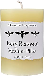 Beeswax White Pillar Candles - 3x4-100% Pure Beeswax Candles - 60 Hour - Unscented, Smokeless, Dripless for Home Decor, Wedding Decor, Spiritual Gifts, Spa Gifts - 1 Pack - Alternative Imagination