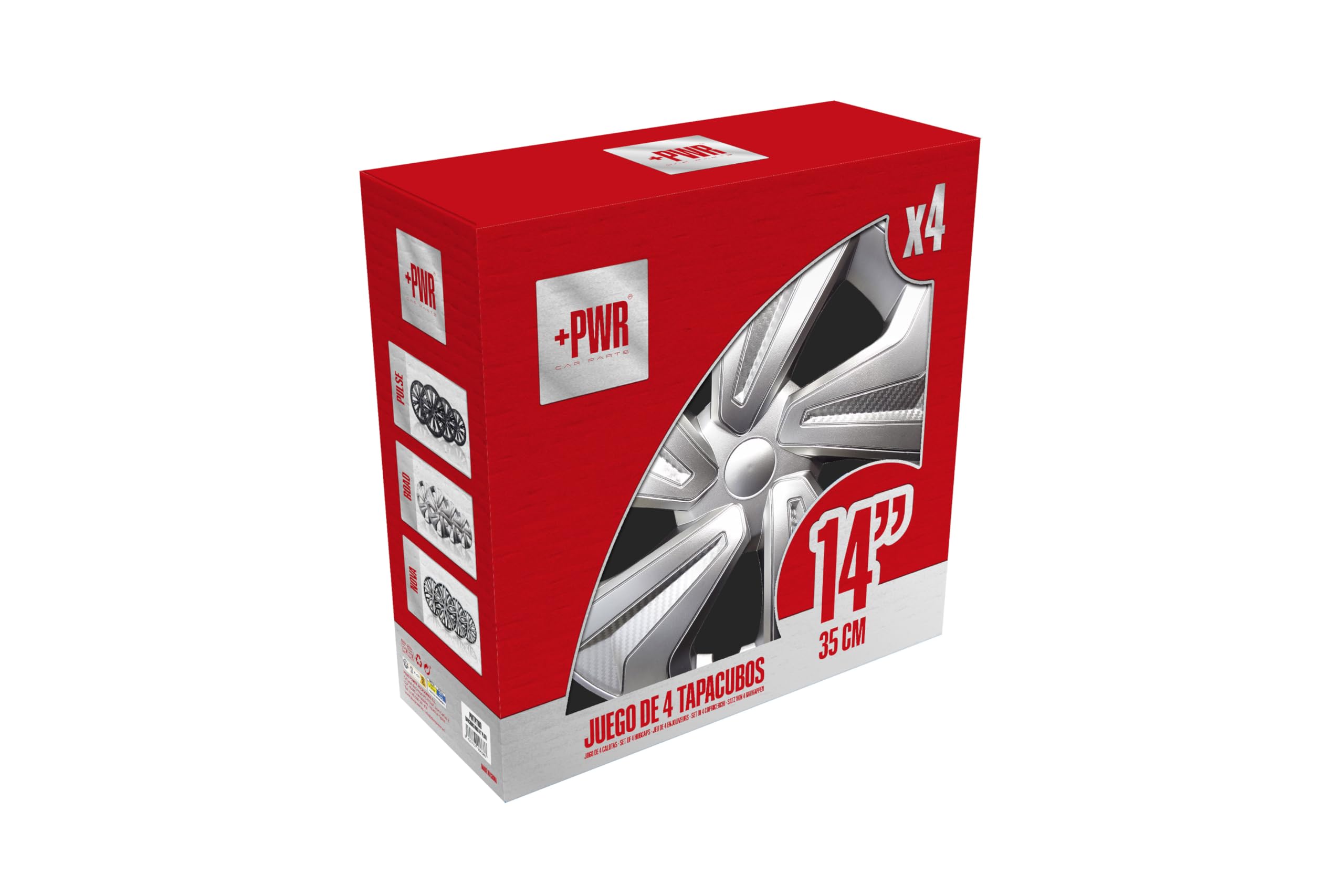 Enjoliveurs 14" Road Argent, Lot de 4 pièces, universels, ABS Haute résistance, Fixation par Pression, Design Moderne et Ventilation optimisée