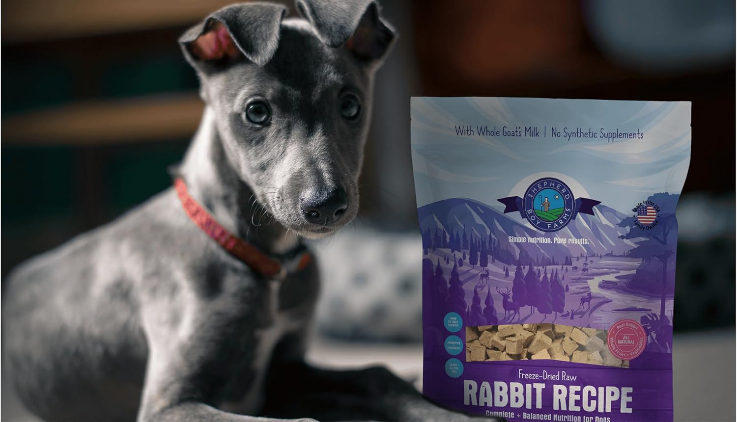 Shepherd Boy Farms Freeze Dried Raw Dog Food, Rabbit Recipe, All Natural, No Synthetics, Made in USA with Goat's Milk & Organic Produce, High Protein, Complete Meal (14oz)