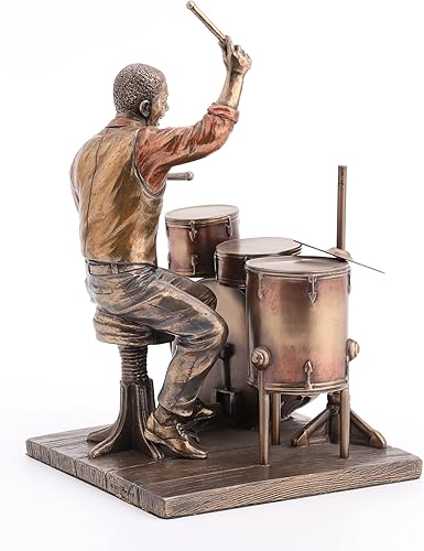 Miniatura 5 de Veronese Design Figura de resina de baterista de jazz de 8 pulgadas, estatua con acabado de bronce