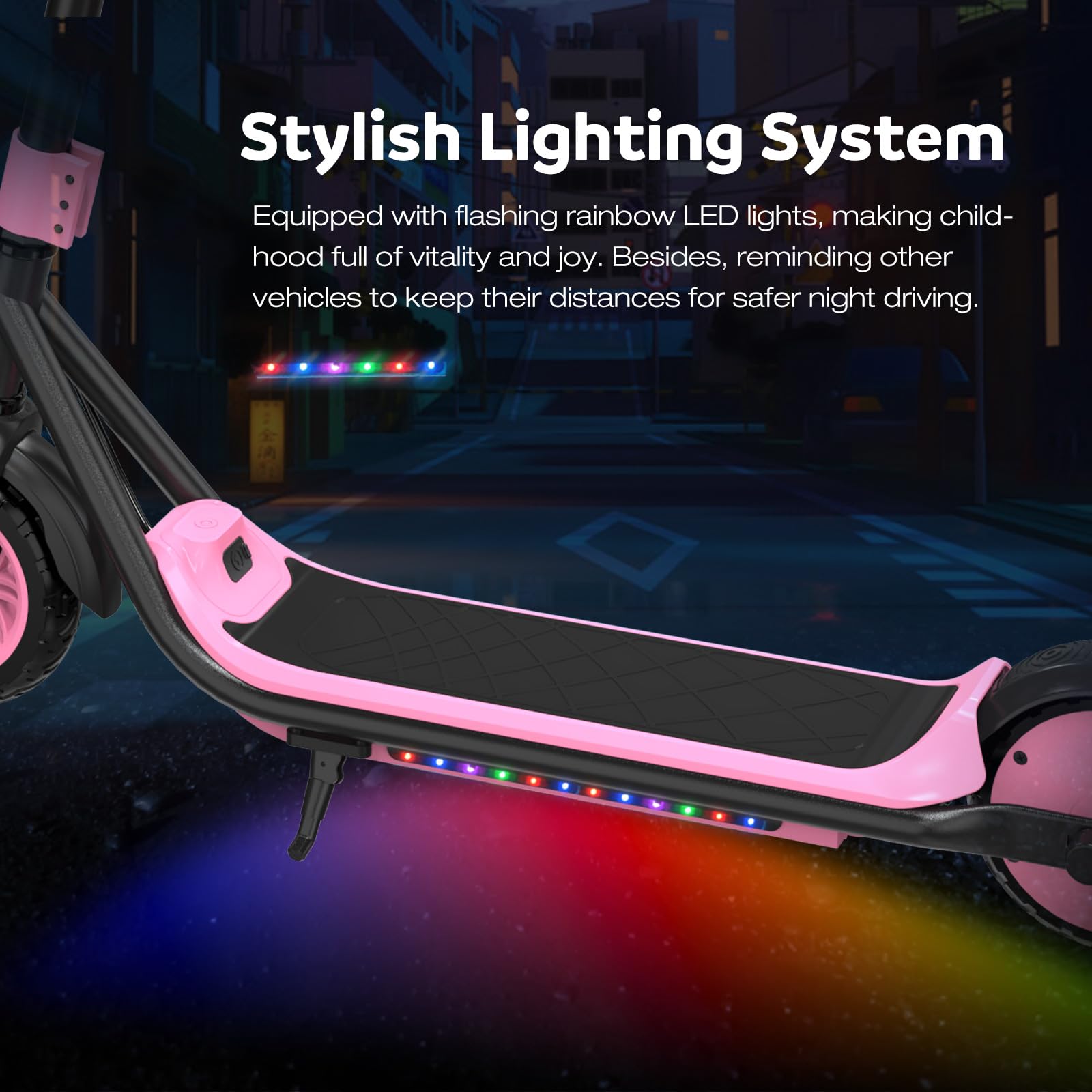 EVERCROSS E6 Elektroroller für Kinder, 7" Leichter E-Scooter für 6-12 Jahre, Elektroscooter mit Einer Reichweite von bis zu 20 km und 7-farbigen Lichtern, 3 Geschwindigkeitsmodi (8, 12, 16 km/h)