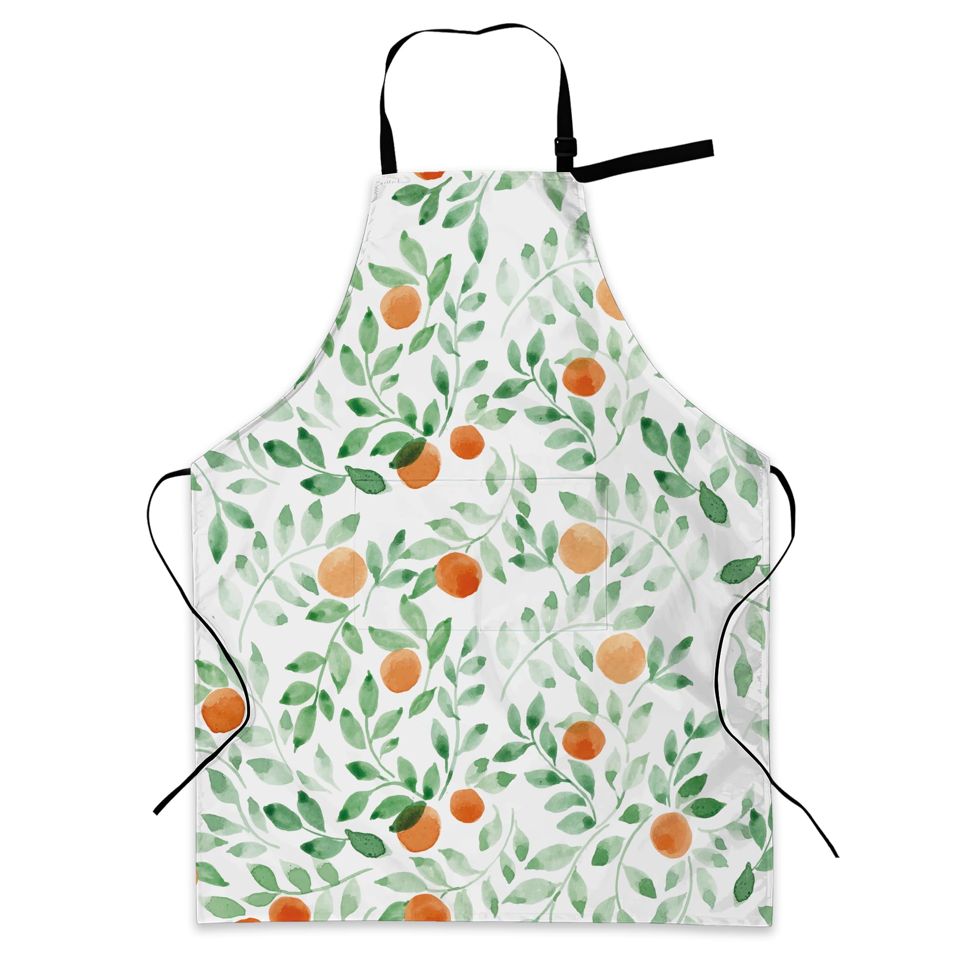 BILANGCE Aprons for Women Men, Leaves Fruit Chef Apron with Adjustable Neck Strap and 2 Pockets, for Cooking, Gardening, Home Kitchen, Restaurant