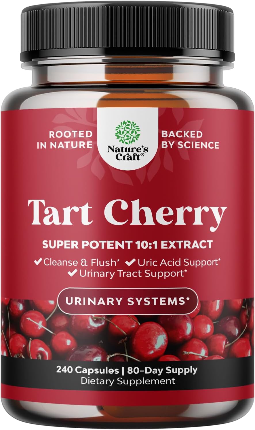 Advanced Tart Cherry Extract Capsules - Extra Strength Tart Cherry Capsules Uric Acid Cleanse and Joint Support Supplement - Muscle Recovery Supplement with Uric Acid Support Polyphenols - 2 Pack