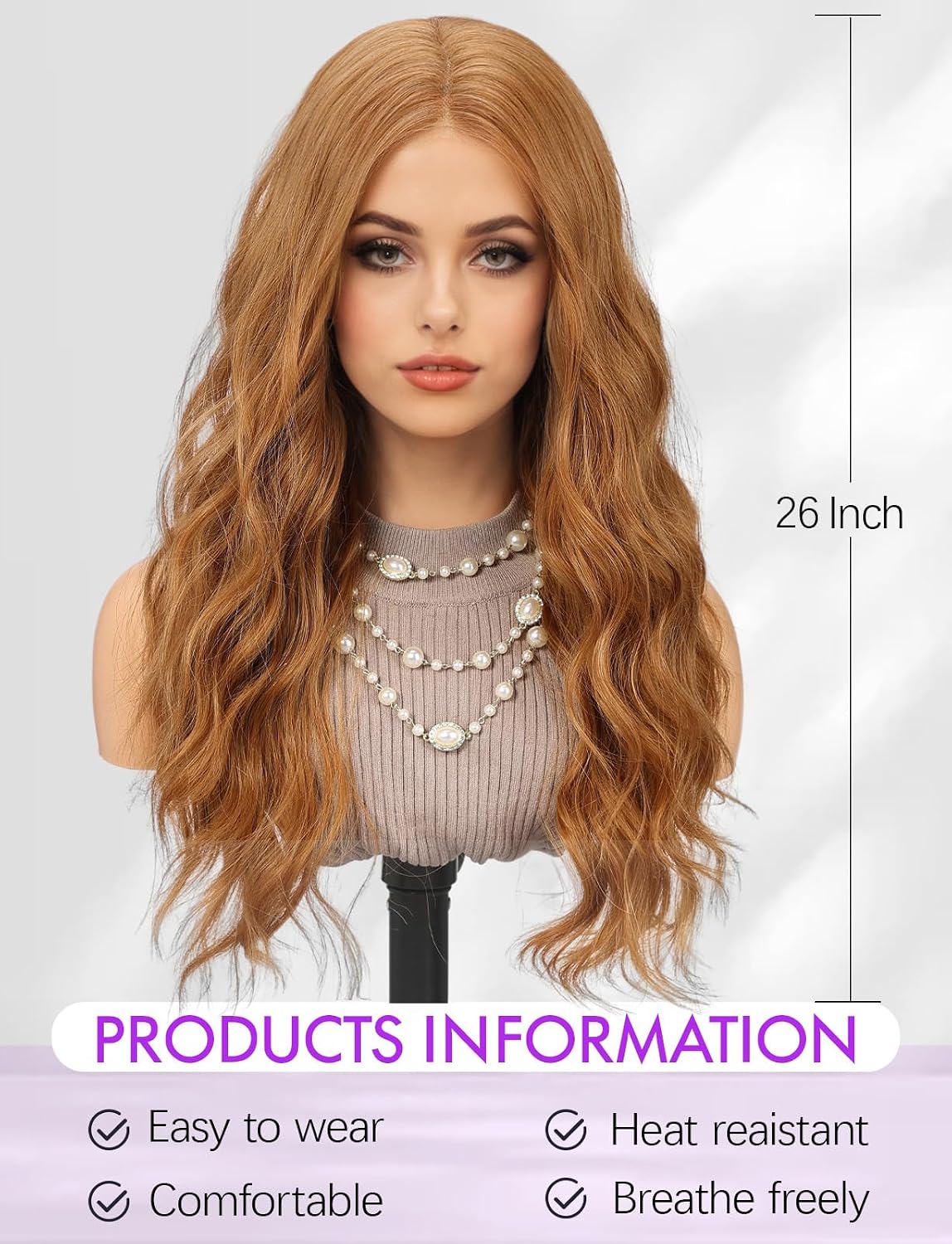 Mixed Brown Wigs for Women Lace Front Wig Heat Resistant Fiber Curly Hair Daily Use with Dark Roots