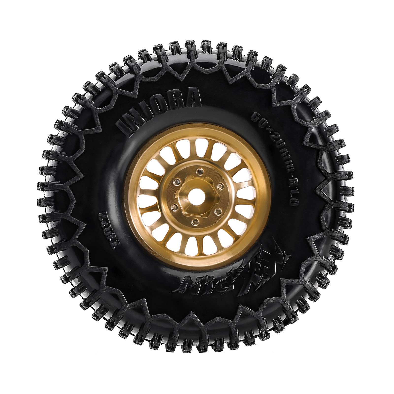 INJORA 1.0 Pneus avec Jantes Laiton Plus Combo pour Crawlers RC 1/18 1/24