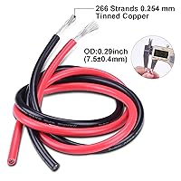 Vista 2 de Cable de calibre 6, iGreely 10 pies negro y 10 pies rojo 6 AWG cable eléctrico de cobre estañado, 2 cables aislados de un solo conductor trenzado