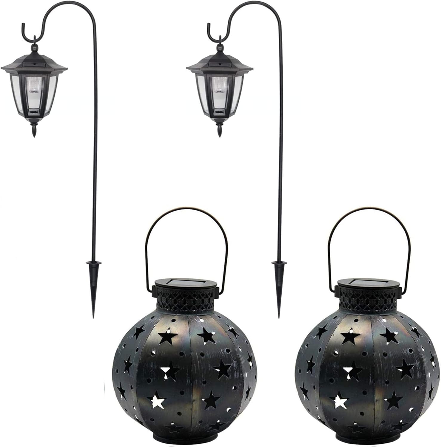 MAGGIFT 26 Inch Hanging Solar Lights Dual Use Shepherd Hook Lights, 2 Pack 2 Pack
