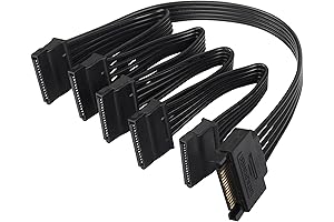 SinLoon 1-to-5 SATA Power Splitter Cable: Power Extension for HDD, SSD, and Optical Drives