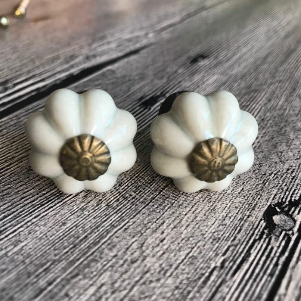 8pcs Grey VintaCeramic Door Knobs Pumpkin Cabinet Cupboard Drawer Small Pull Handle For Kid's bedroom kitchen living Room