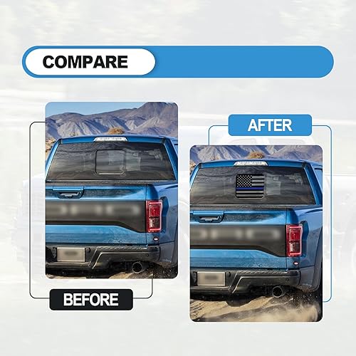 Miniatura 18 de Back Sliding Window American US Flag Vinyl Decal, Auto Styling Compatible with Ford F150 F250 F350 2015 2022 2023, Rear Middle Window American Flag