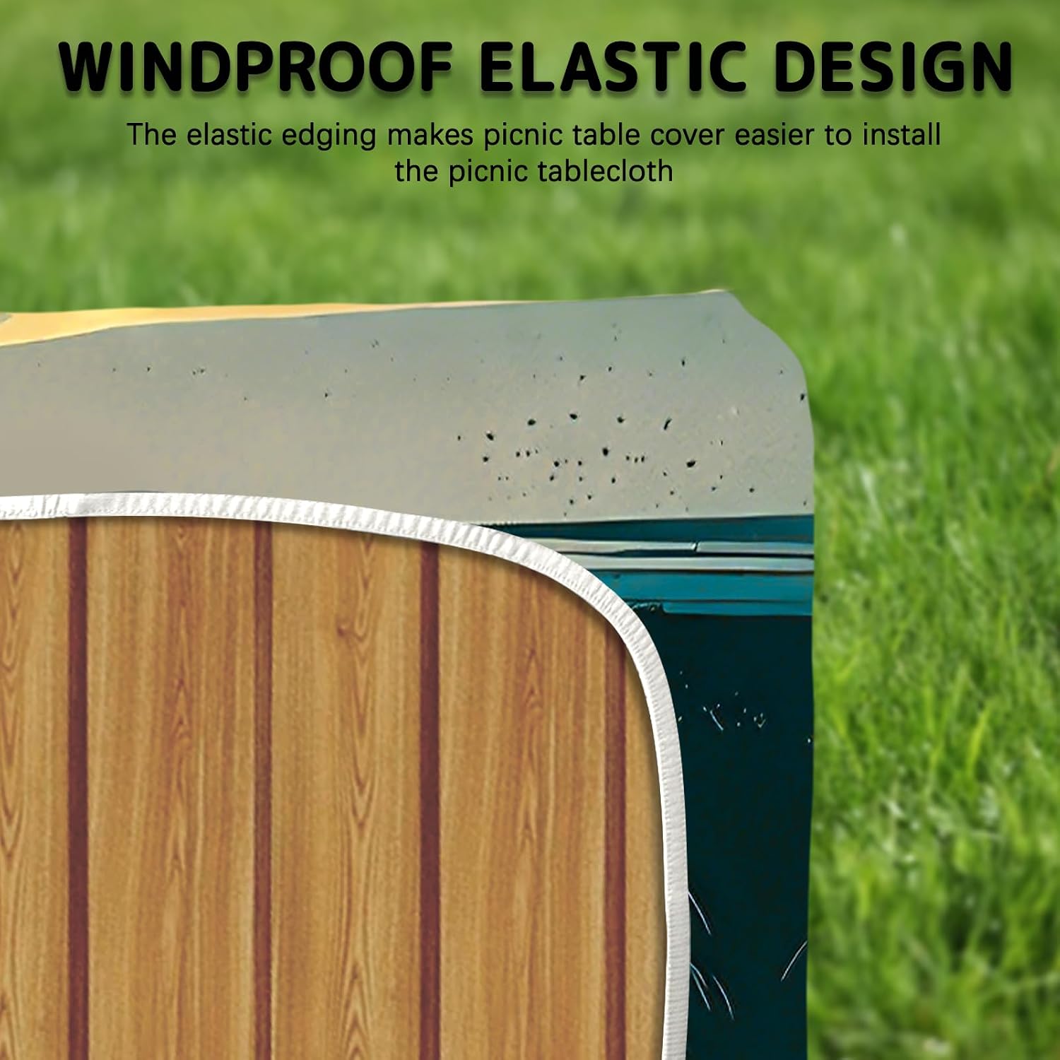 Picnic Table Cover with Bench Covers - Retro Camper Camping Tablecloth, Picnic Table Cloths Reusable Elastic, Outdoor Picnic Table Cloth Cover with Drawstring Bag, Fitted Rectangle Tables & Seats, 72" image 3