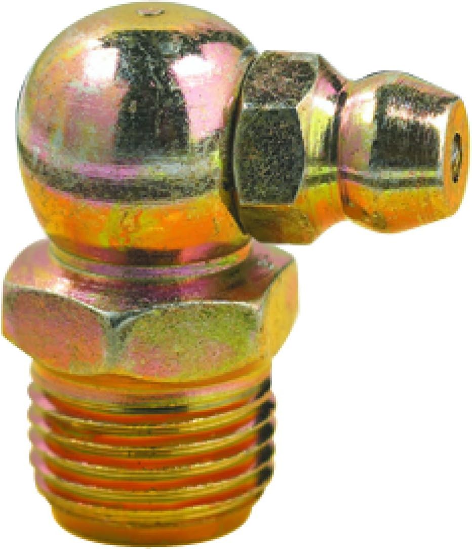 LUMAX LX-3119-5 Gold/Silver 1/8" P.T.F. Special Short 90 Degree 0.85" Long Grease Fitting, (Pack of 5). Ideal for use on Heavy Industries, Agricultural and Constant Equipment.