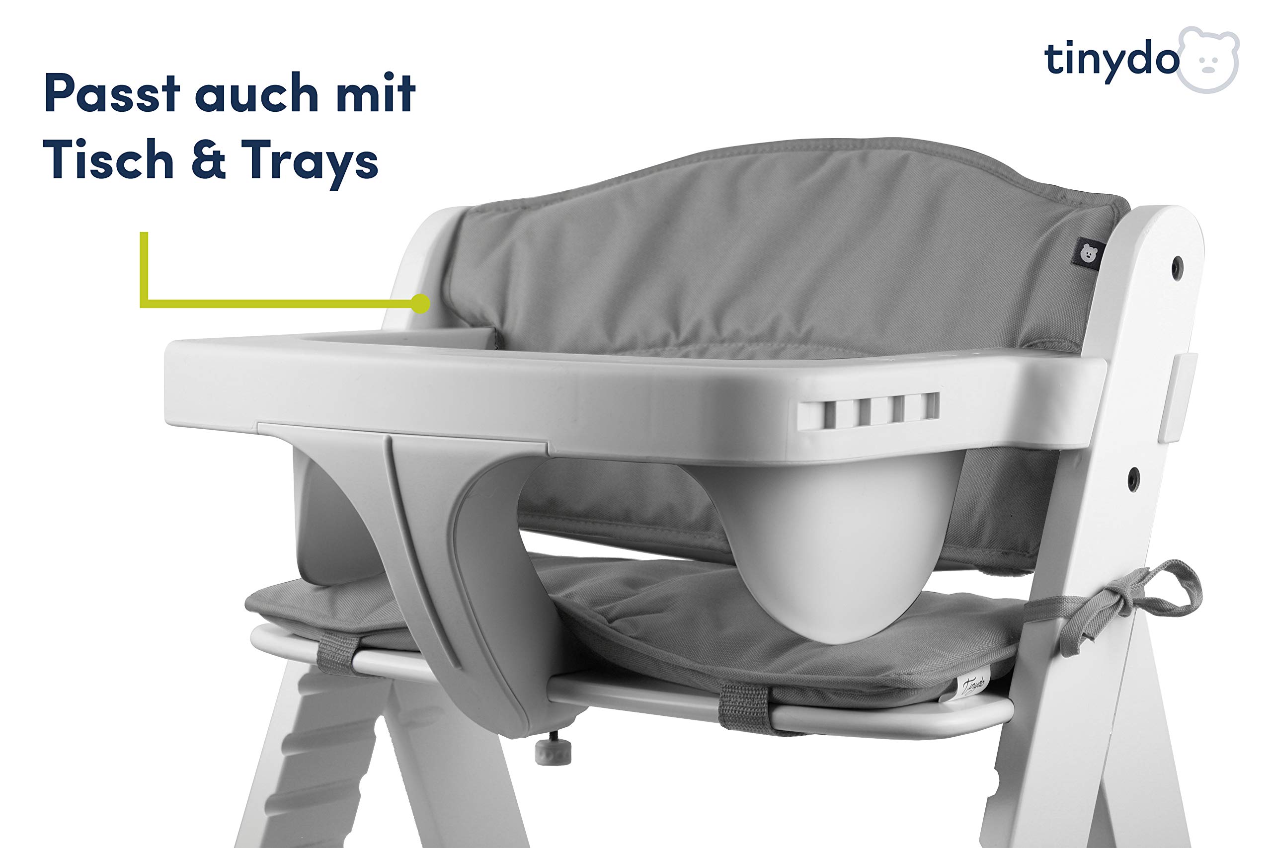 Hauck Alpha Hochstuhl Sitzkissen ergonomisches Memory-Schaum Kissen Rückenentlastung Sitzpolster extra dick Sitzverkleinerer Auflage Hellgrau