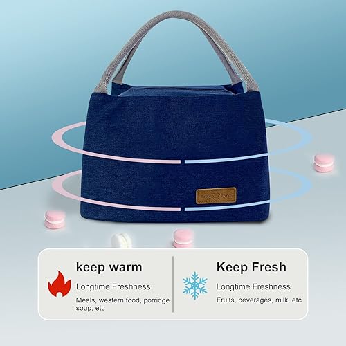 Miniatura 3 de Mziart Bolsa de almuerzo para mujeres y hombres, bolsas de almuerzo reutilizables, bolsa de almuerzo simple con aislamiento moderno, contenedor de