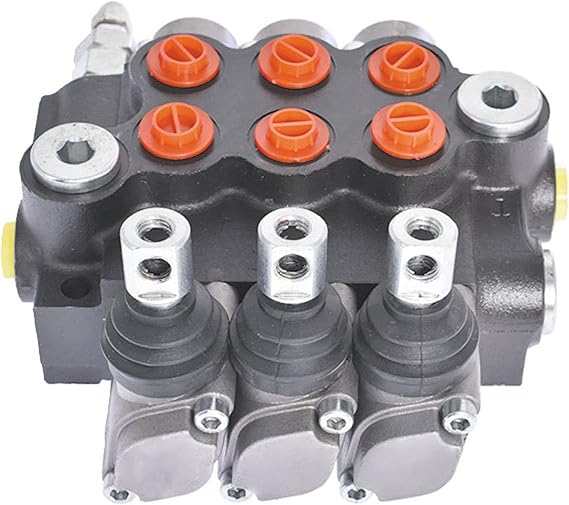 Kimllier Hydraulic Valve 3 Spool 11GPM 3600 PSI SAE Port Double Action Hydraulic Valve Adjustable Release Flavor Handle for Small Tractor Tractor Loader