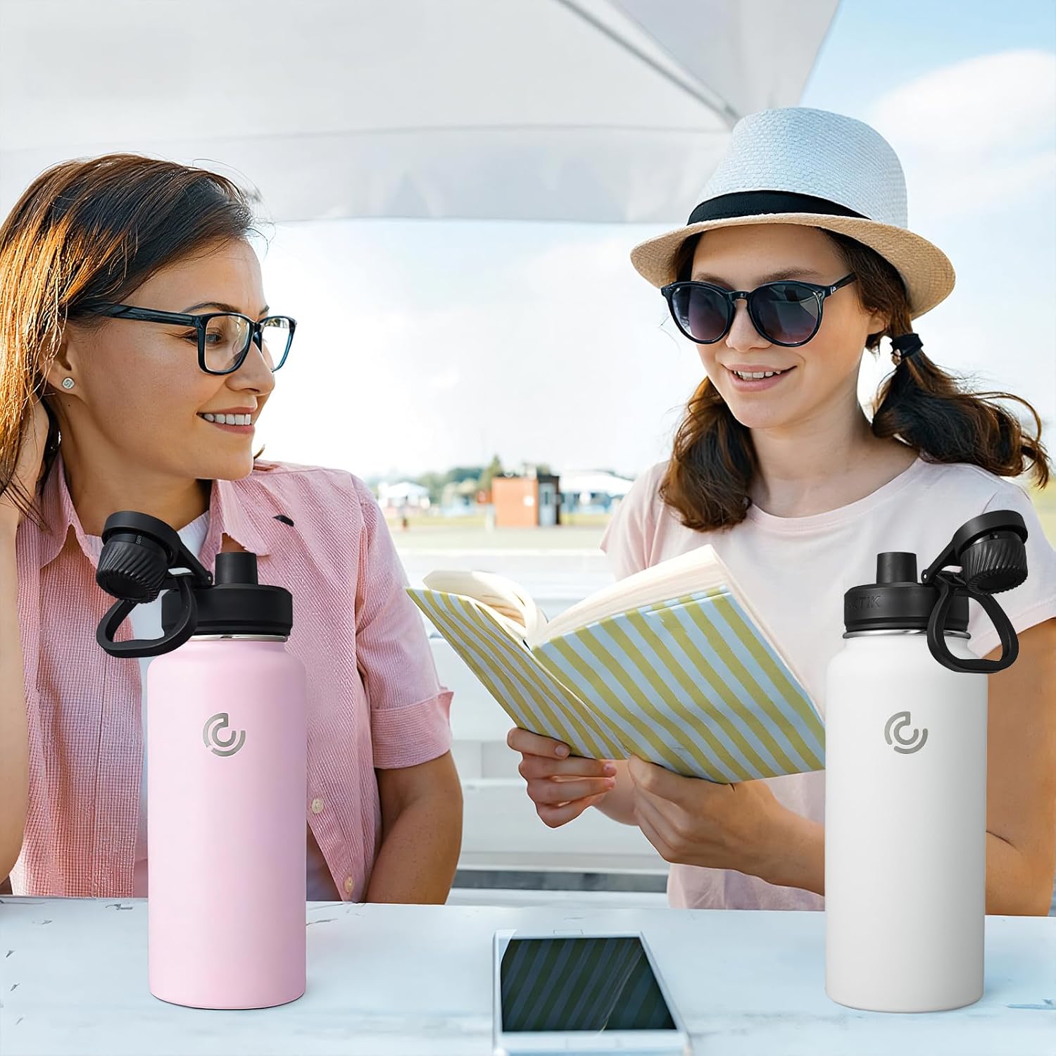 Sports Water Bottle 32oz, Insulated Water Bottle with Handle,Stainless Steel,Simple Modern,Suitable for Travel, School, Boy, Girl(White) - Image 7