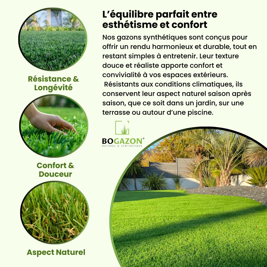 Gazon synthétique Naturalia 50 mm (2 m x 8 m) | Pelouse Premium | Décoration Maison | Résistant UV