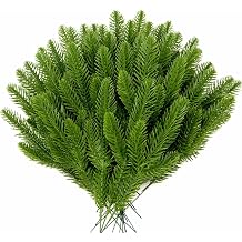 Artificial Pine Branches 50 Pcs, Christmas Tree Filler Green Plants, Faux Needle Stems for Garland Wreath Decorating, Evergreen Picks for Christmas Greenery